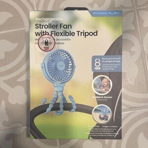 NWT Rechargeable Stroller Fan with Flexible Tripod - Light Blue